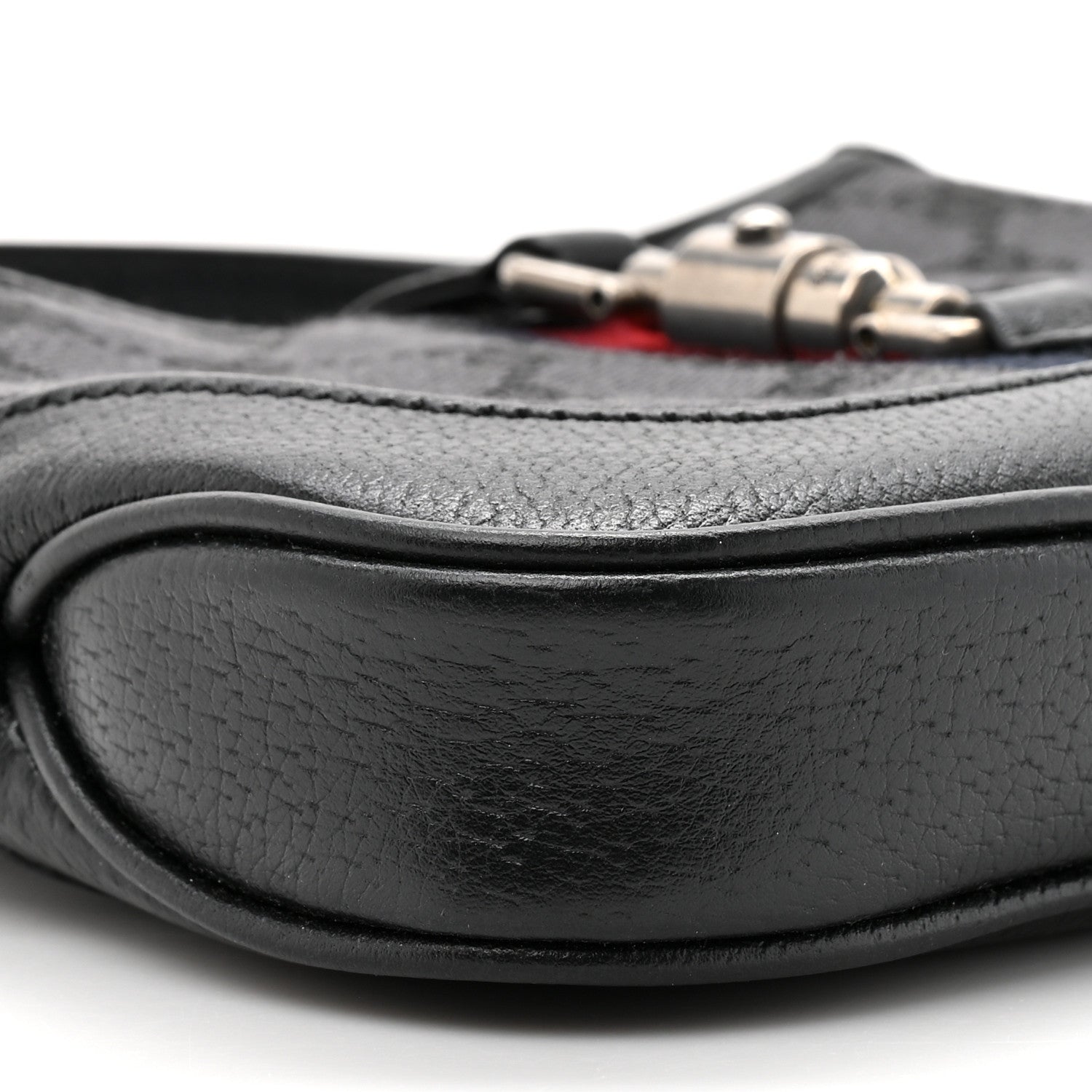 Gucci X BALENCIAGA BB Monogram Calfskin Web Mini Jackie 1961 Hobo Black