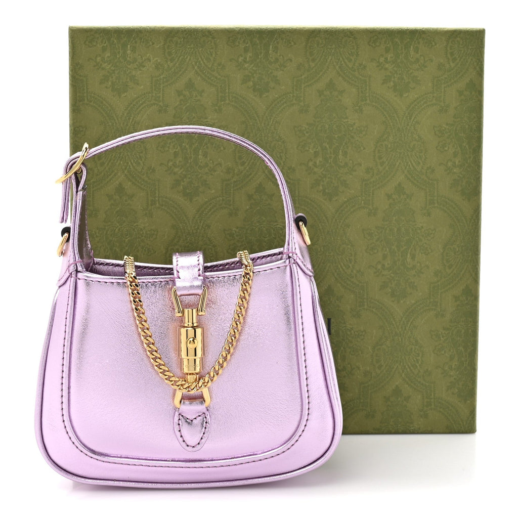 Gucci Laminated Nappa Nano Jackie 1961 Hobo Metallic Rosa