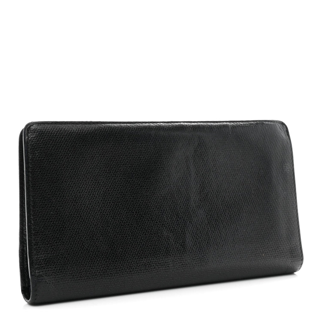 Grained Calfskin CC Button Yen Wallet Black