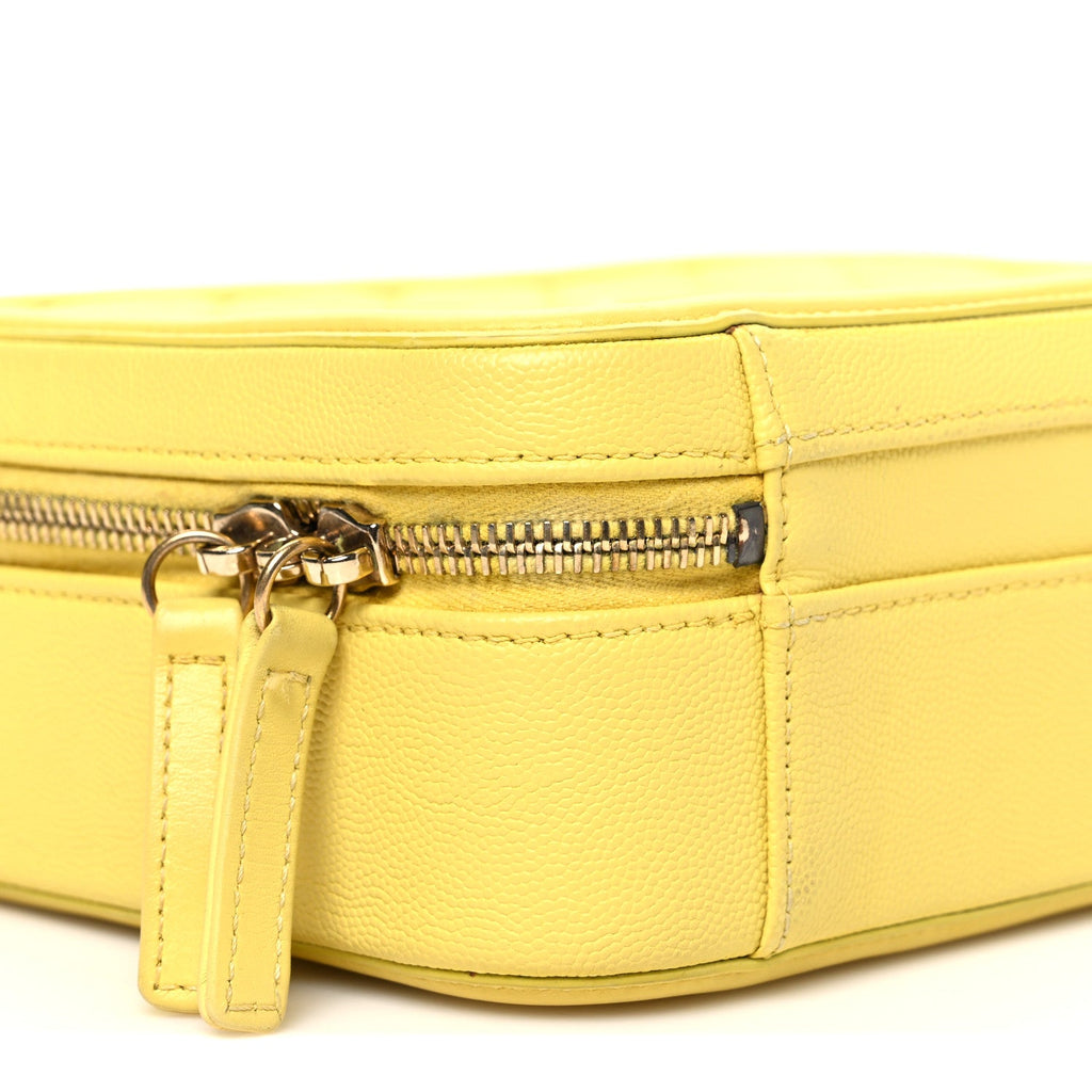 Chanel Caviar Quilted Medium CC Filigree Vanity Case Yellow