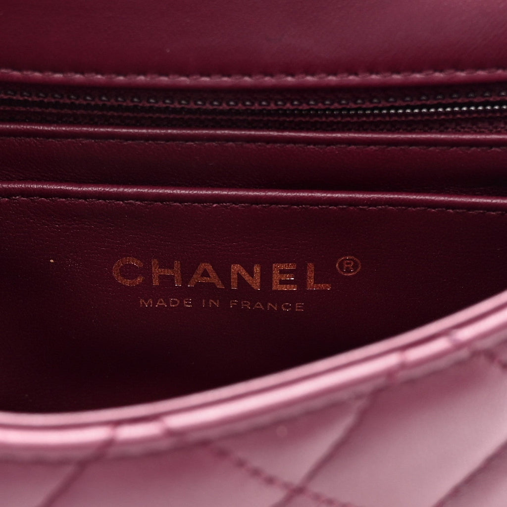 Chanel Lambskin Enamel Quilted Mini Coco Hearts Square Flap Burgundy