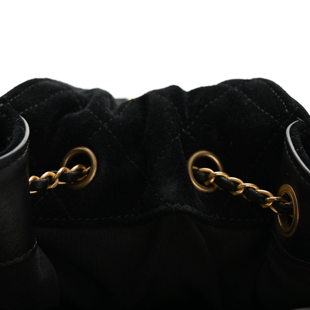 Chanel Suede Quilted Medium Chanel 25 Handbag Black