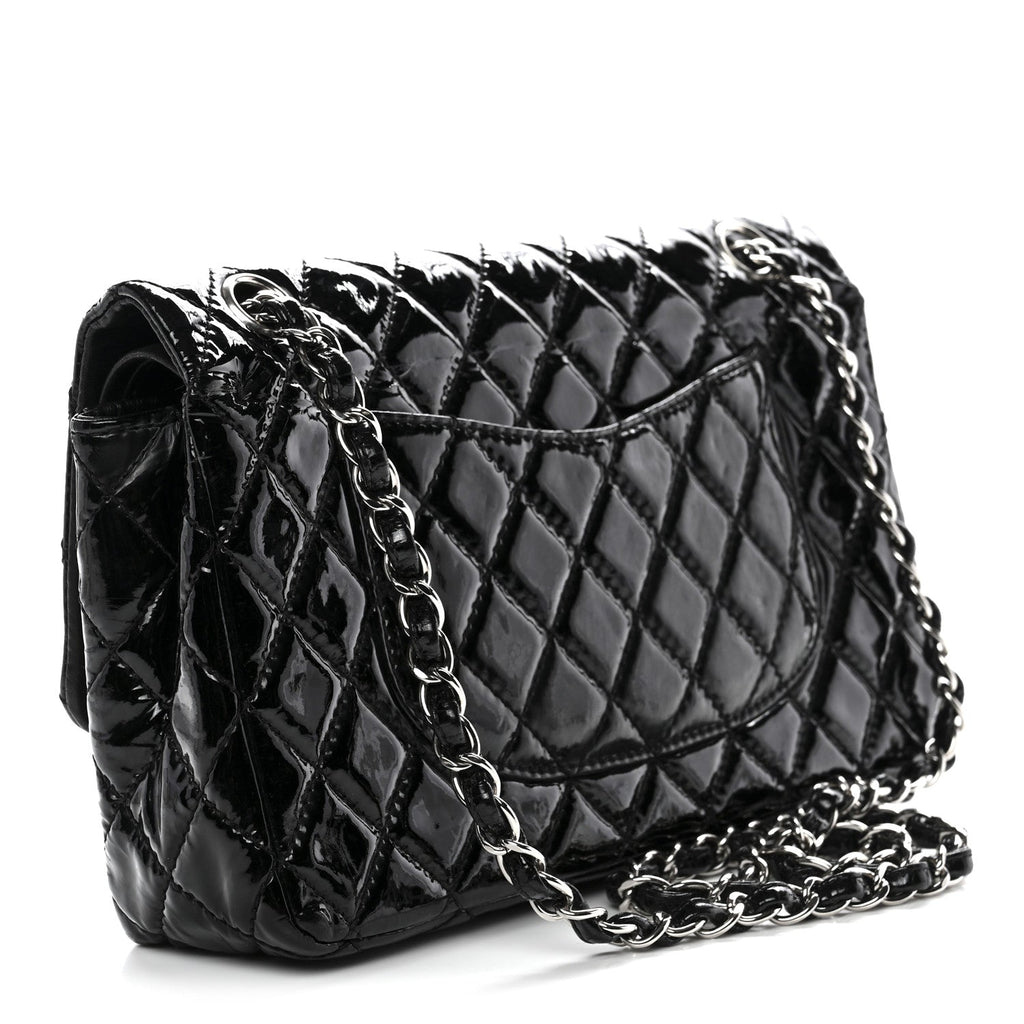 Chanel Patent Quilted Medium Double Flap Black