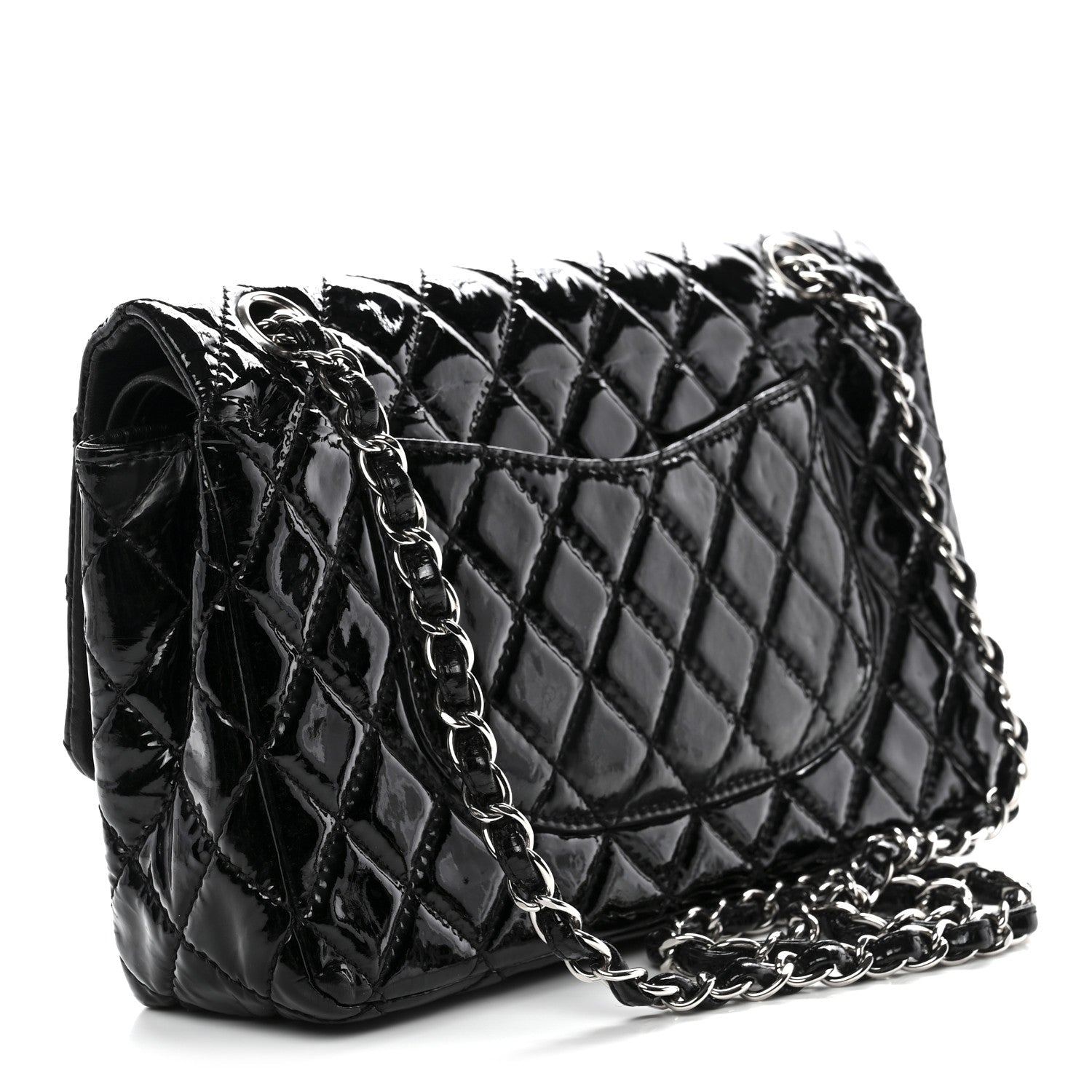 Chanel Patent Quilted Medium Double Flap Black