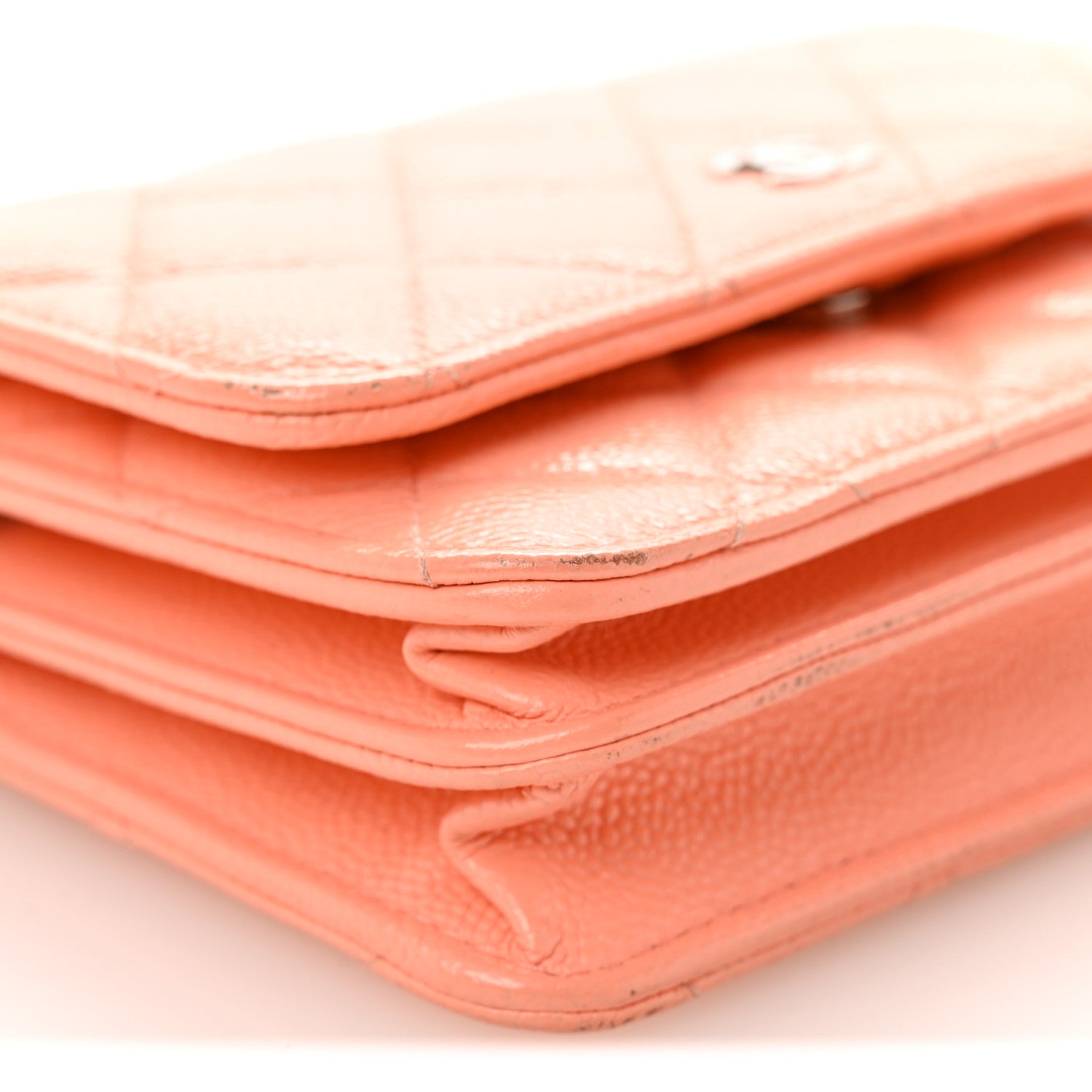 Chanel Caviar Quilted Mini Wallet On Chain WOC Coral