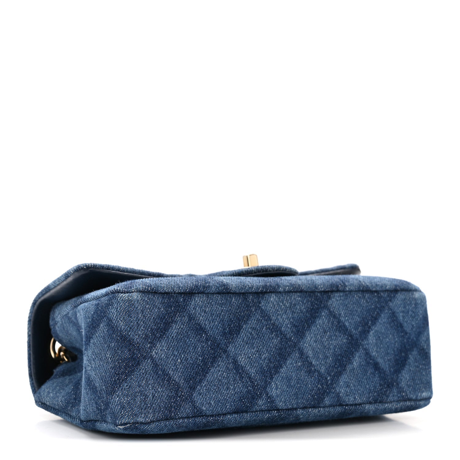 Chanel Printed Denim Quilted Mini Rectangular Flap Dark Blue