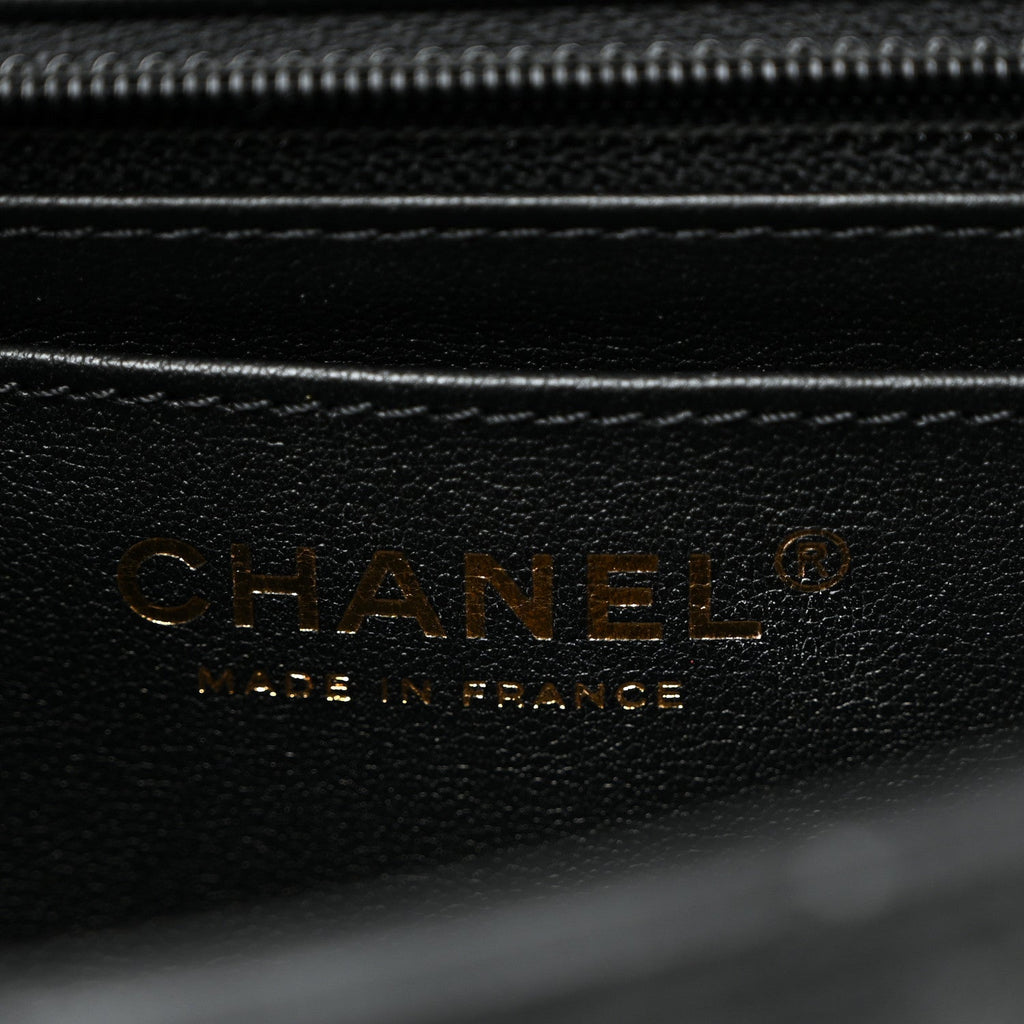 Chanel Lambskin Quilted Mini Strass On Top Flap Black