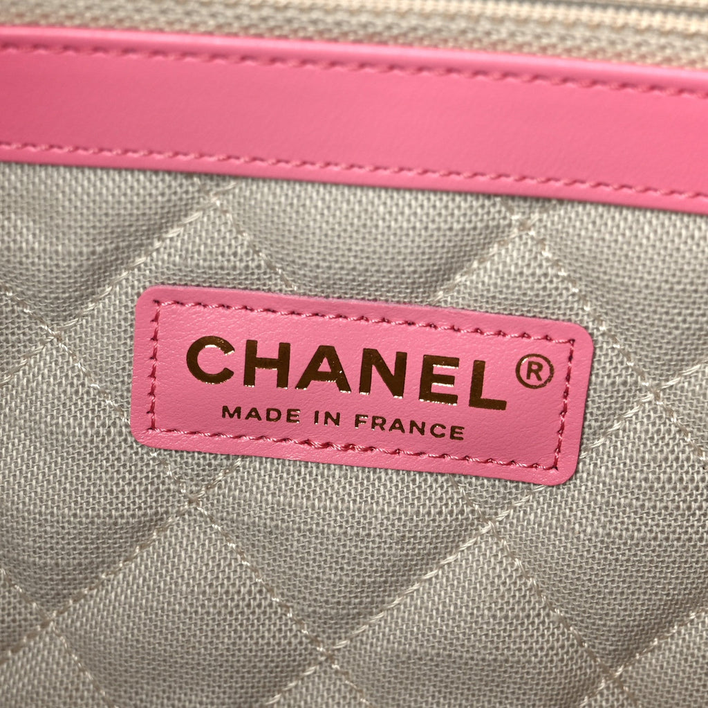 Chanel Mixed Fibers Calfskin Crochet Small Shopping Bag Beige Pink