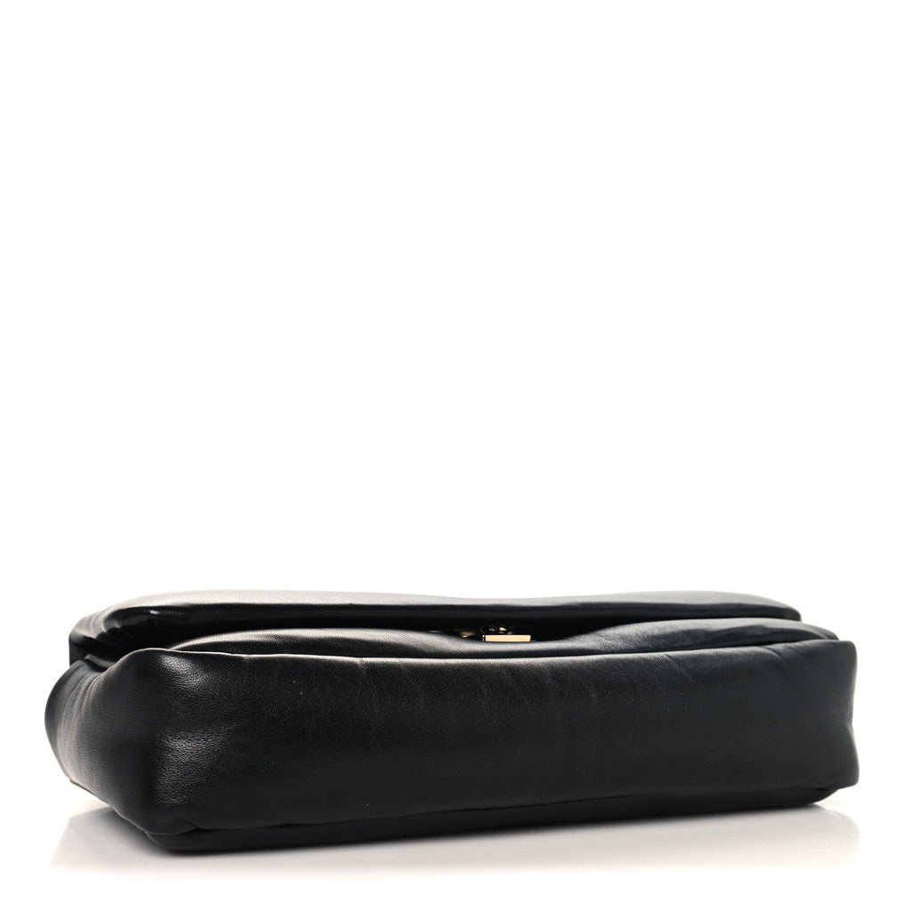 Gucci Lambskin Small GG Milano Top Handle Shoulder Bag Black