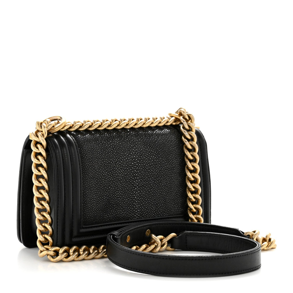 Chanel Galuchat Stingray Small Boy Flap Black