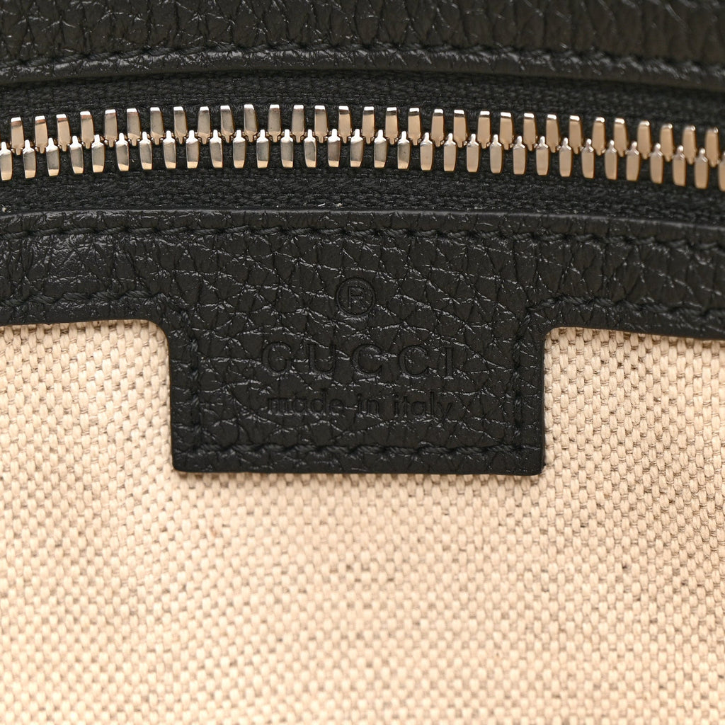 Gucci Piuma Calfskin Jumbo GG Embossed Medium Wristlet Messenger Bag Black