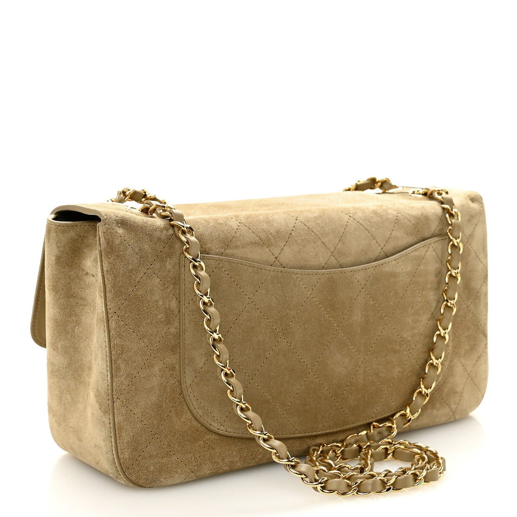 Chanel Suede Calfskin Small Souplissimo Maxi Flap Dark Beige