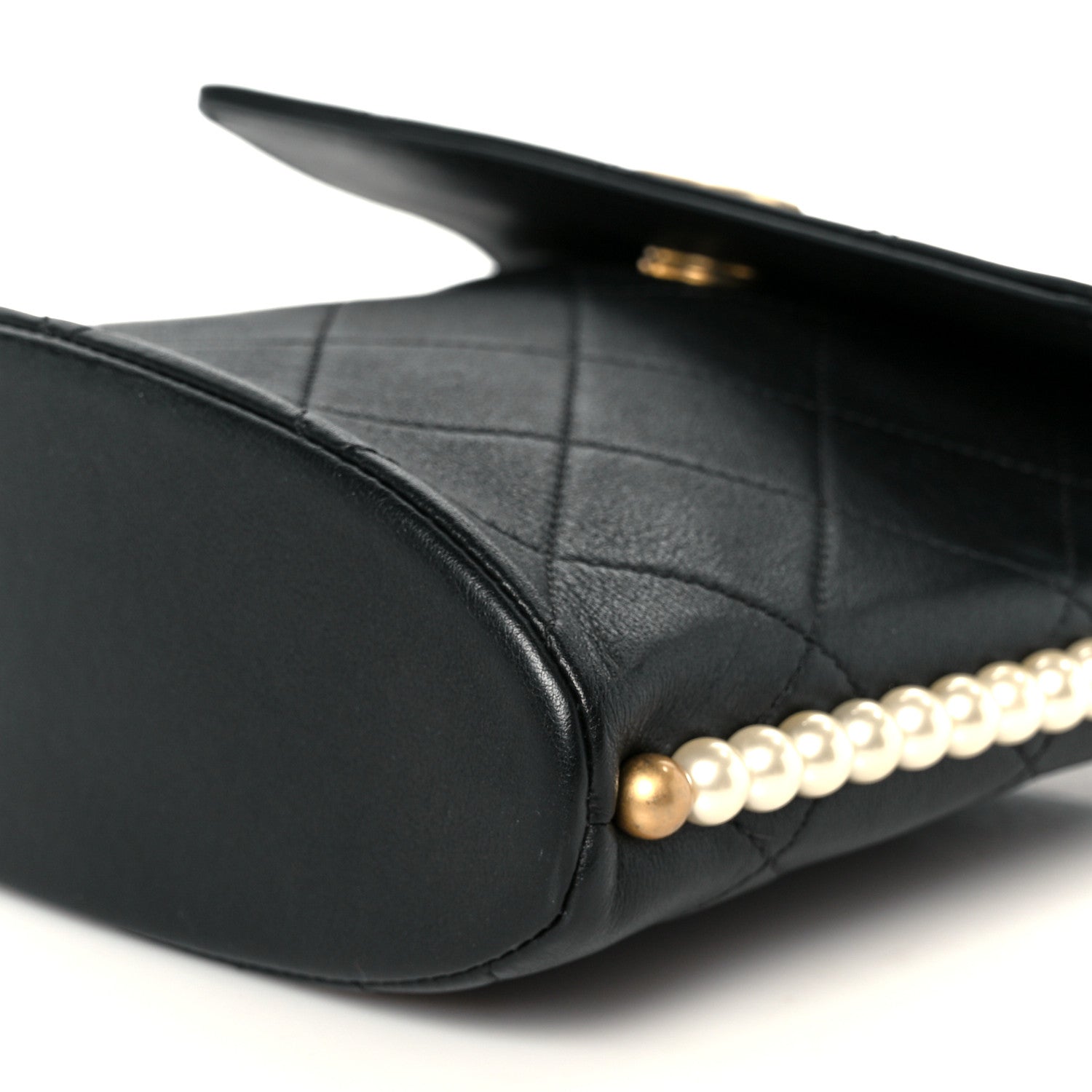 Chanel Calfskin Quilted Pearl Small About Pearls Hobo Bag Black