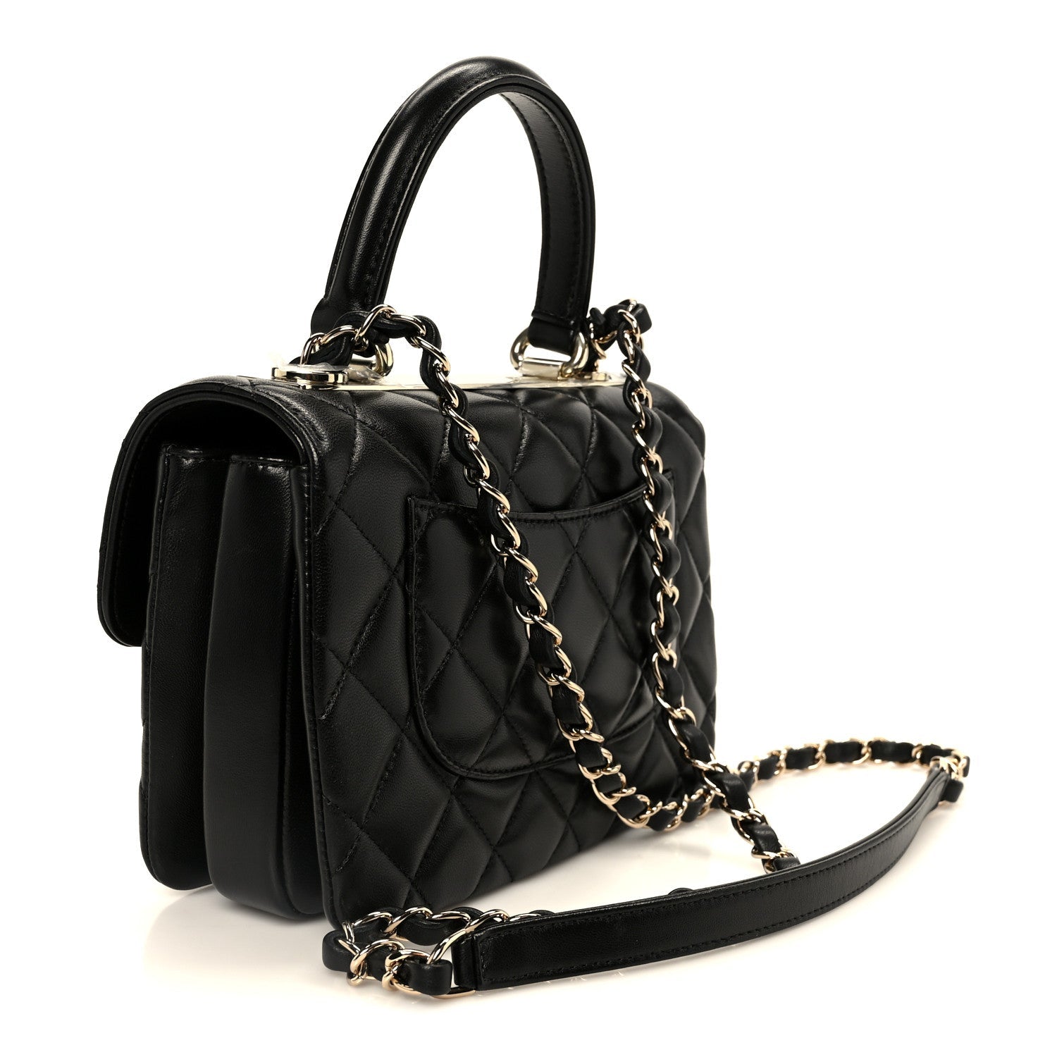 Chanel Lambskin Quilted Small Trendy CC Dual Handle Flap Bag Black