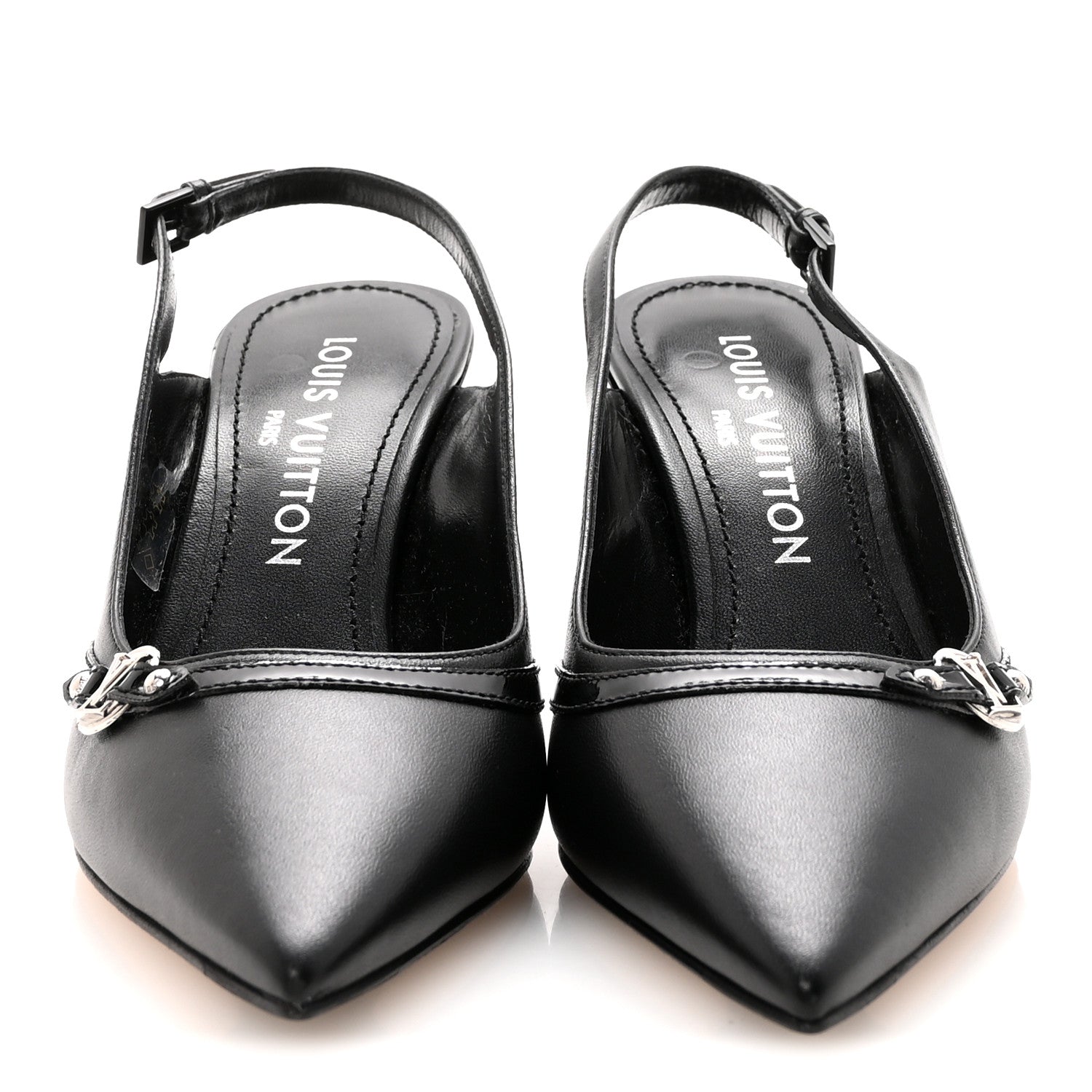 Louis Vuitton Lambskin 6AM Slingback Pumps 37.5 Black