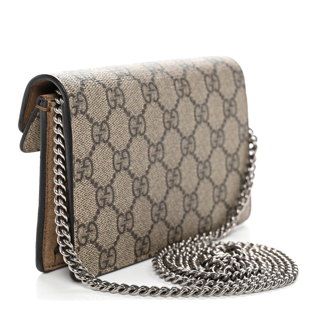 Gucci GG Supreme Monogram Super Mini Dionysus Shoulder Bag Taupe