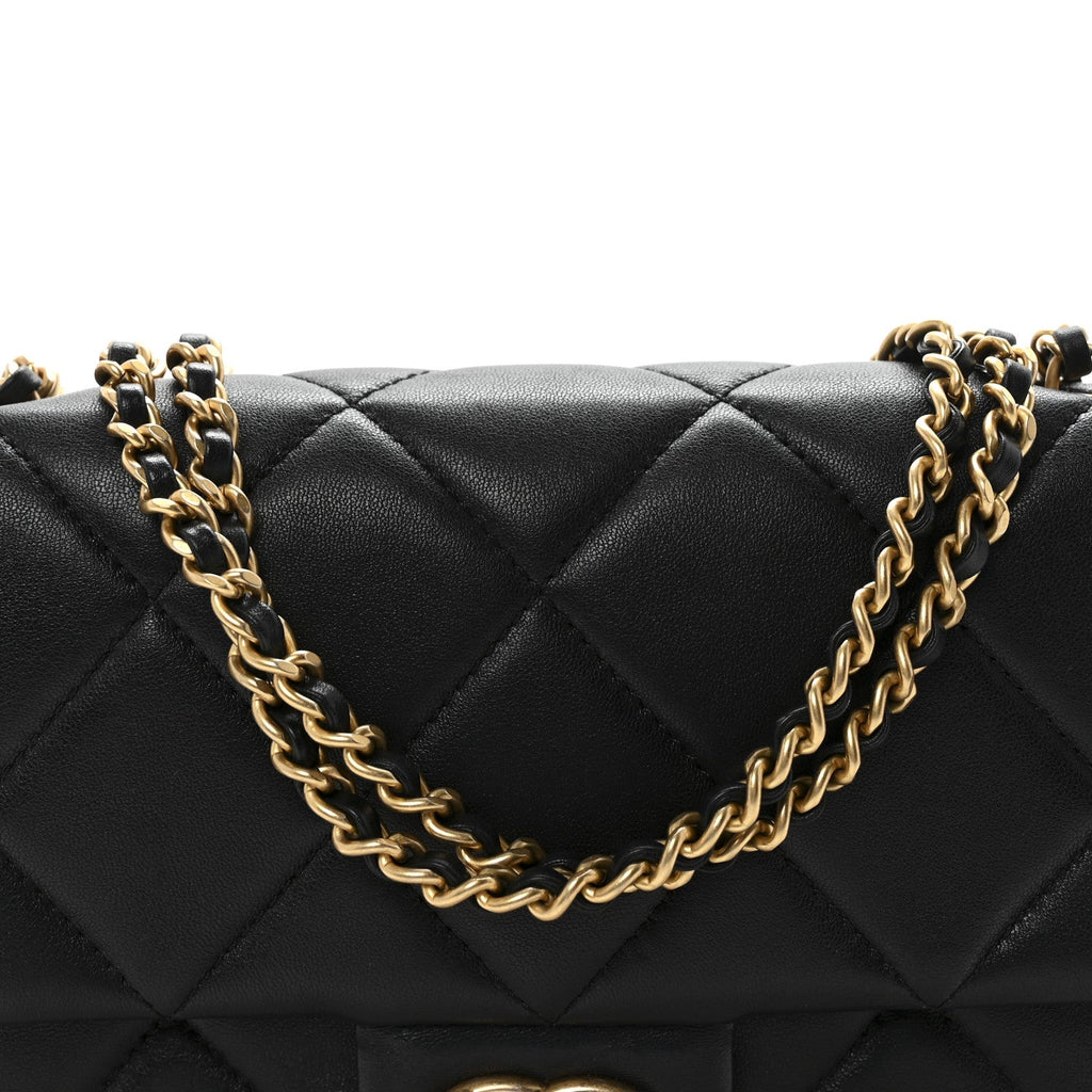 Chanel Lambskin Quilted Pearl Small Flap Black