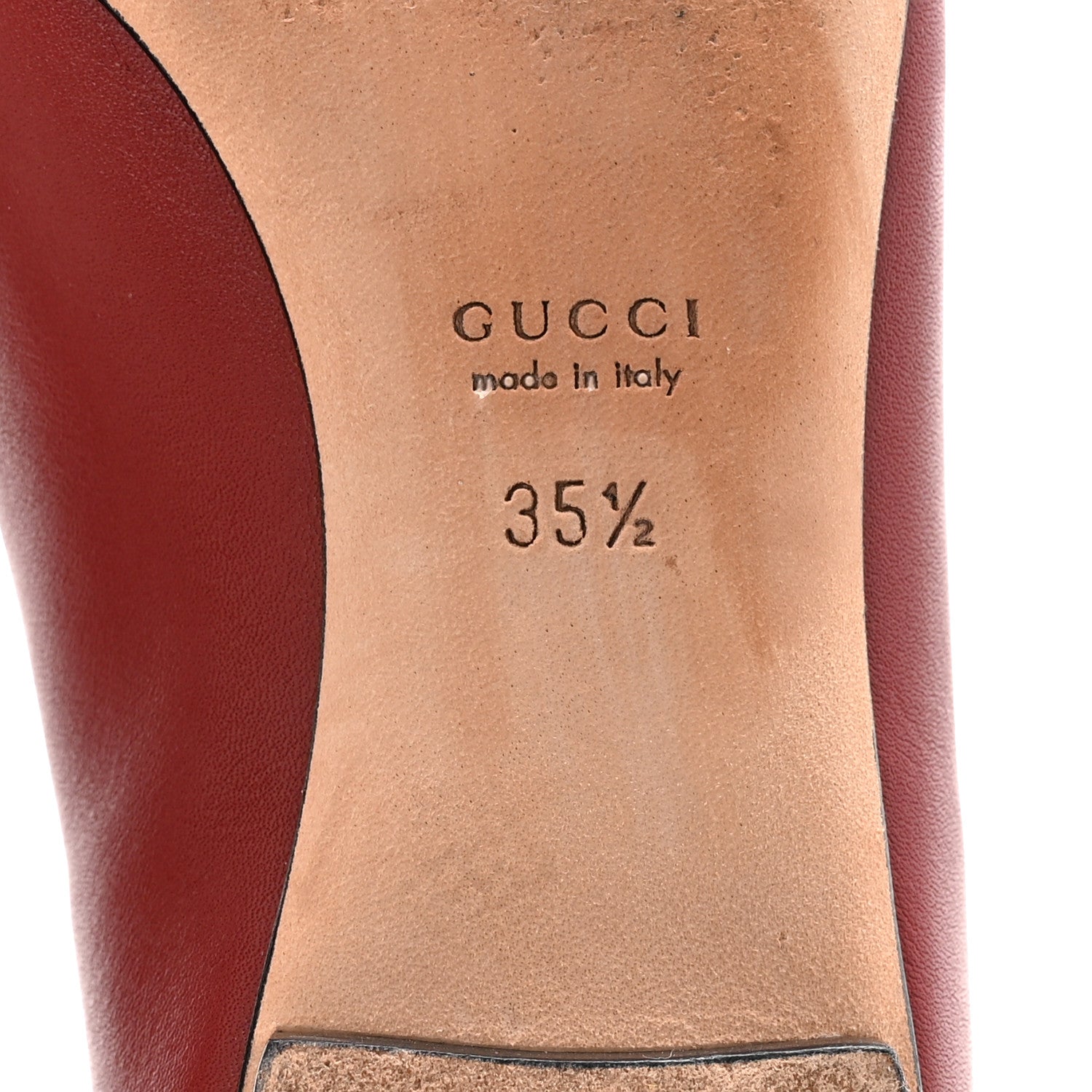 Gucci Calfskin Horsebit Ballerina Flats 35.5 Red