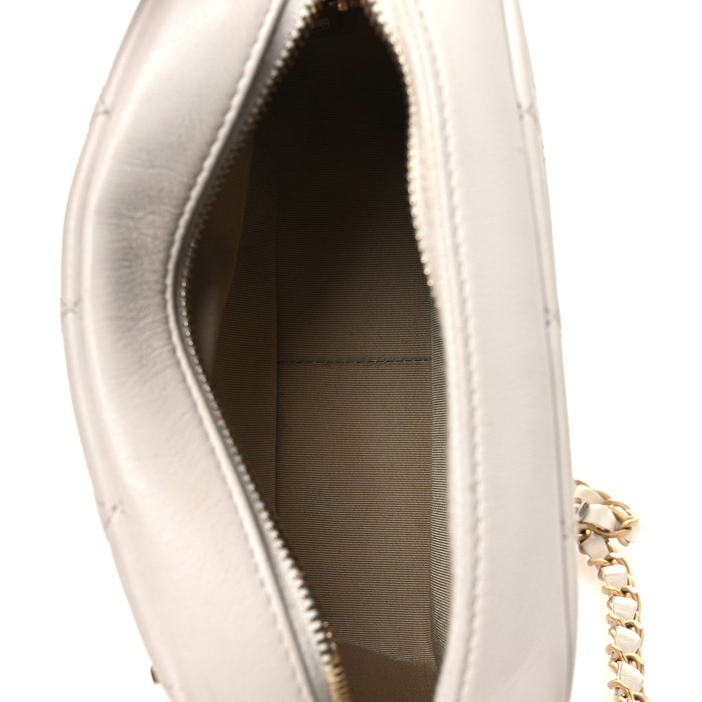 Chanel Calfskin Quilted Enchained Camera Case Bag White