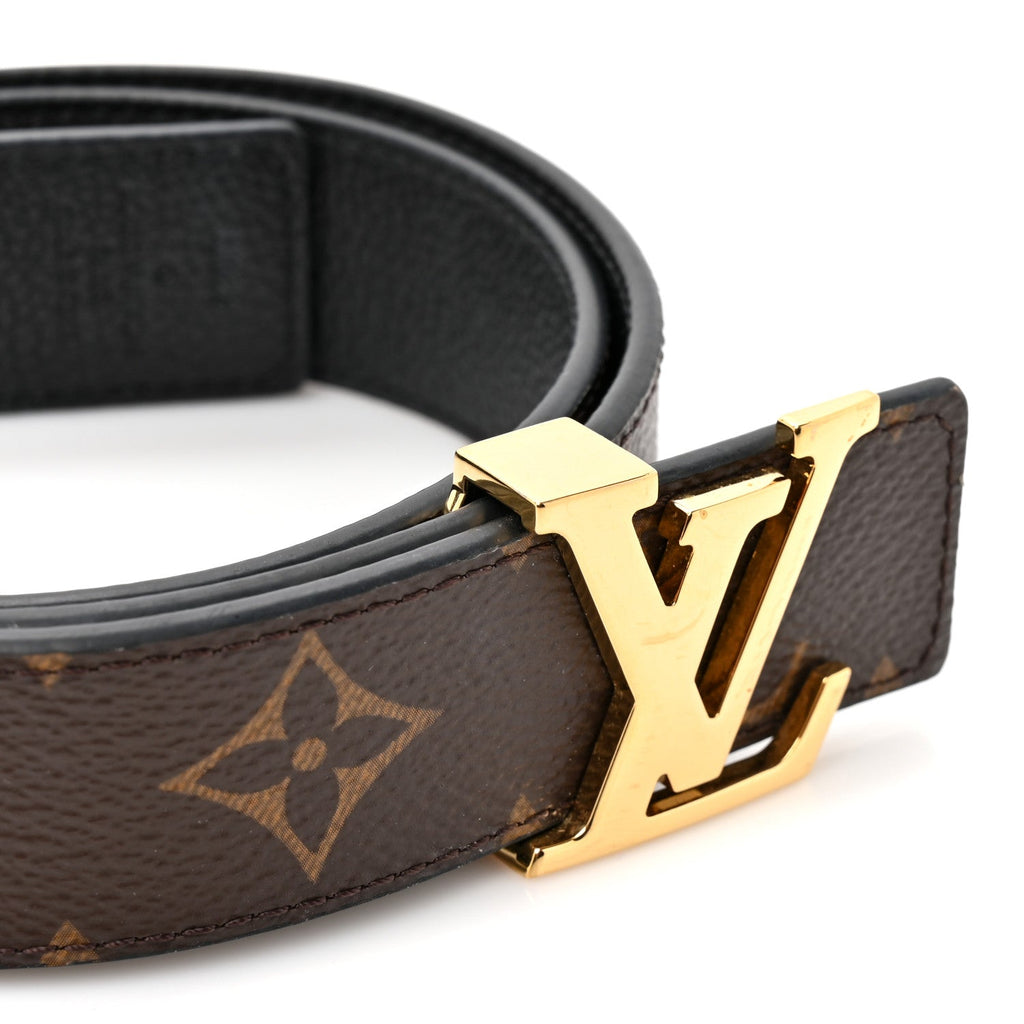 Louis Vuitton Calfskin Monogram 30mm LV Initiales Reversible Belt 80 32 Black