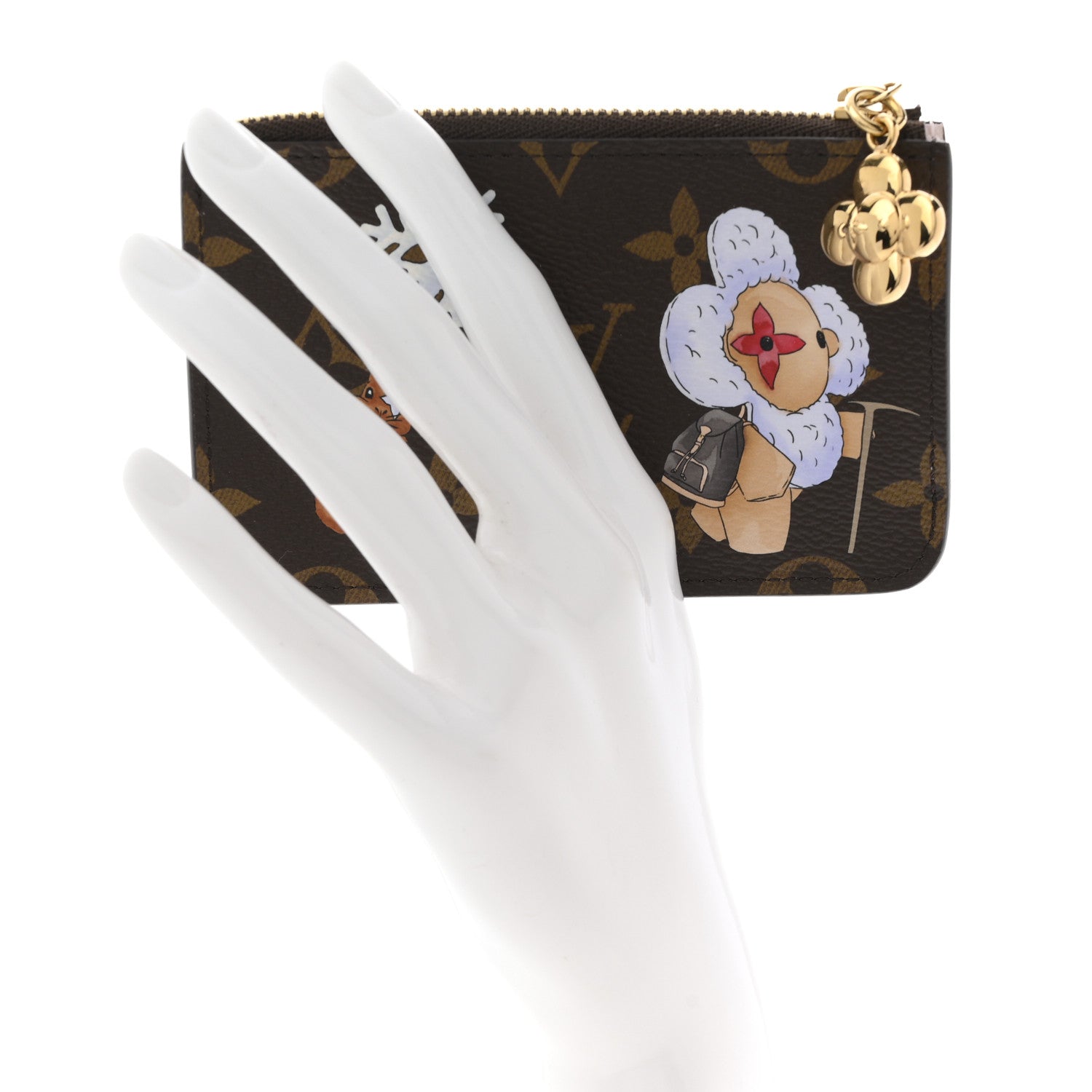 Louis Vuitton Monogram Vivenne Winter Holiday Zipped Romy Card Holder Snowy Pearl