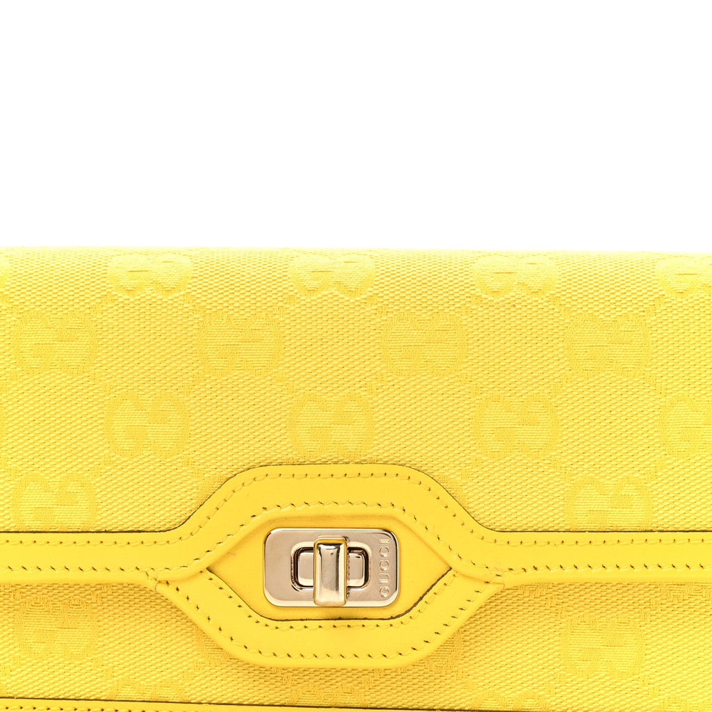 Gucci GG Monogram Scratch Lux Calfskin Mini Luce Shoulder Bag Yellow