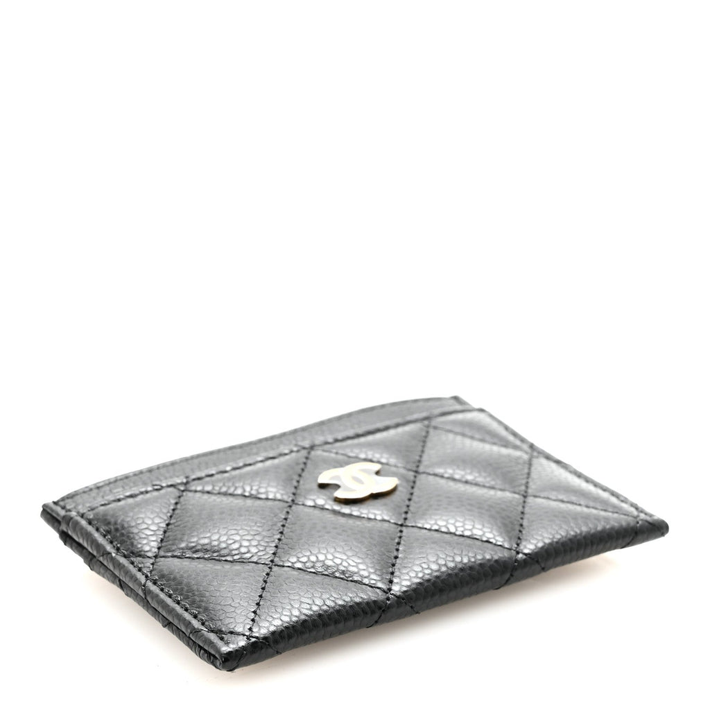 Caviar Quilted Card Holder Black