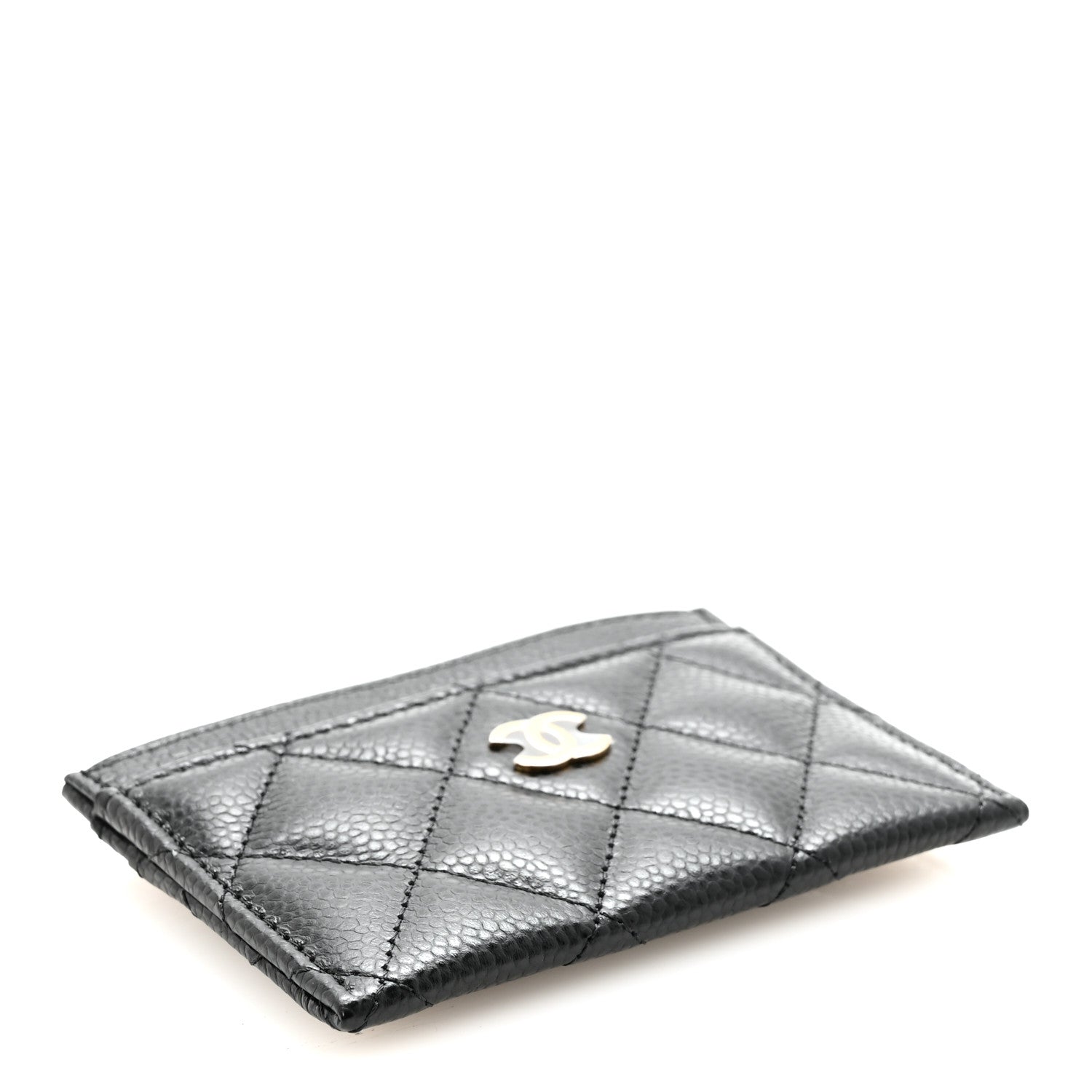 Caviar Quilted Card Holder Black