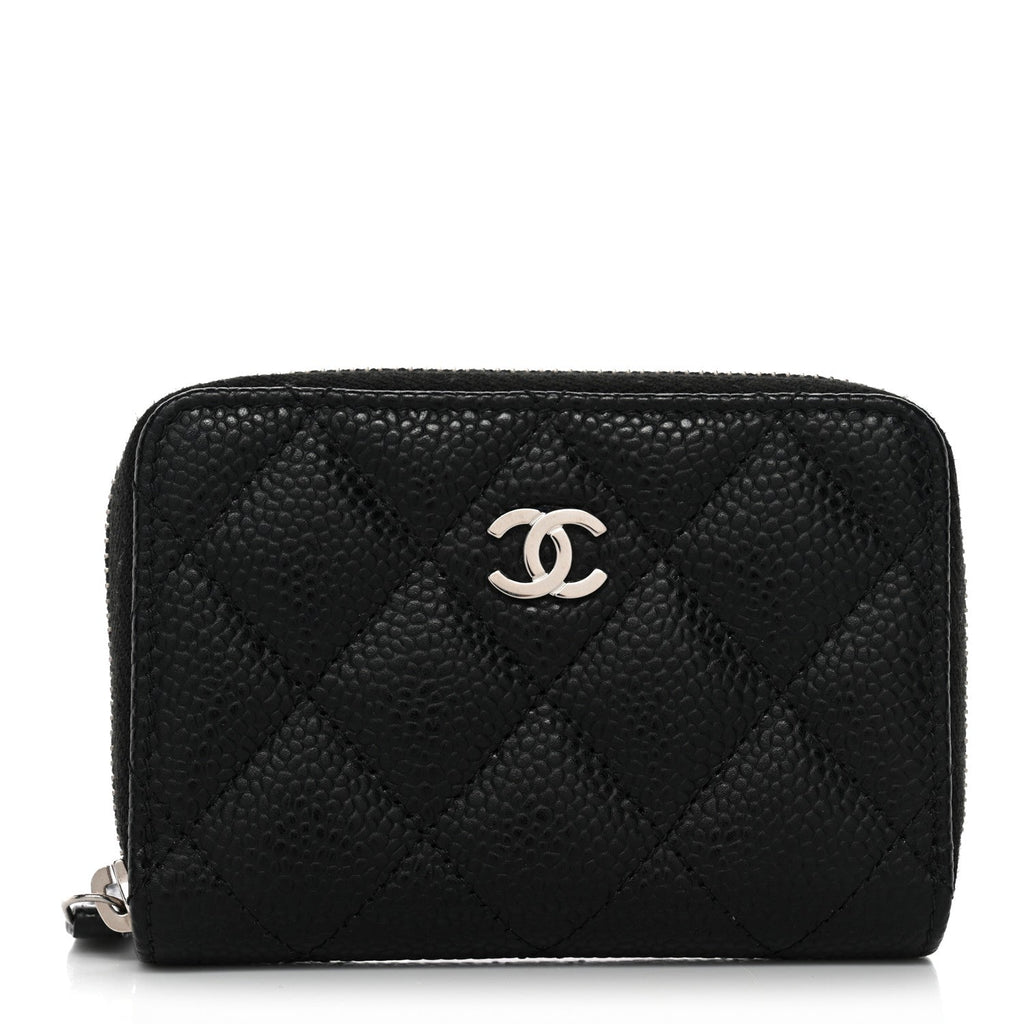 Caviar Quilted Zip Coin Purse Black