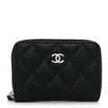 Caviar Quilted Zip Coin Purse Black