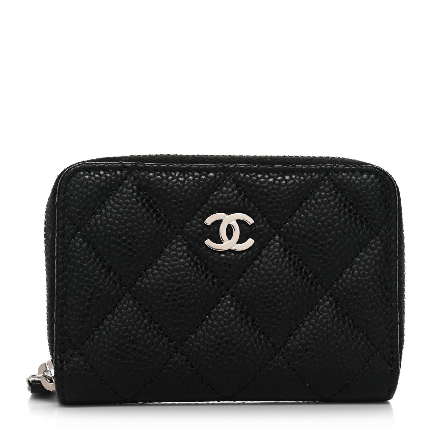 Caviar Quilted Zip Coin Purse Black