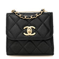 Chanel Lambskin Quilted Trendy CC Card Holder On Chain Black