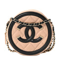 Chanel Caviar Quilted Round Filigree Crossbody Beige Black