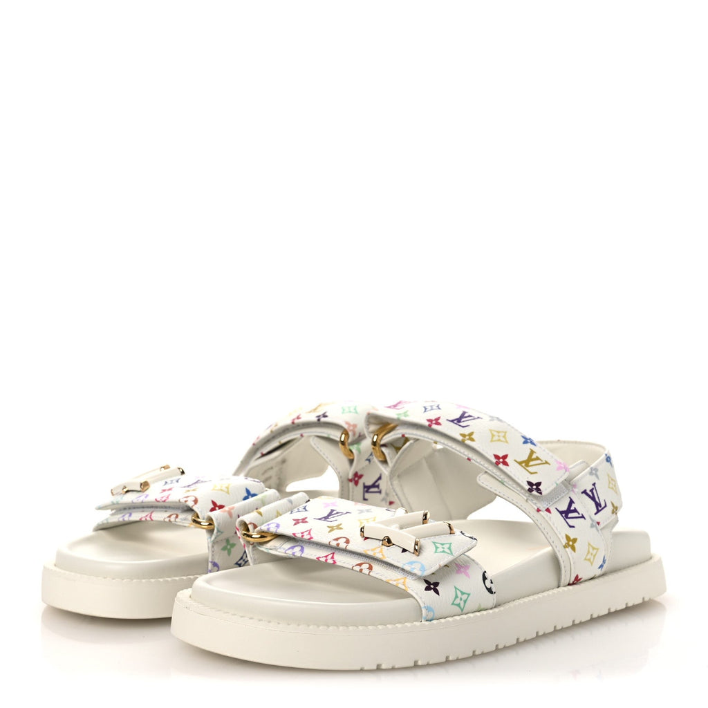 Louis Vuitton LV X TM Monogram Multicolor Sunset Flat Sandals 37 White
