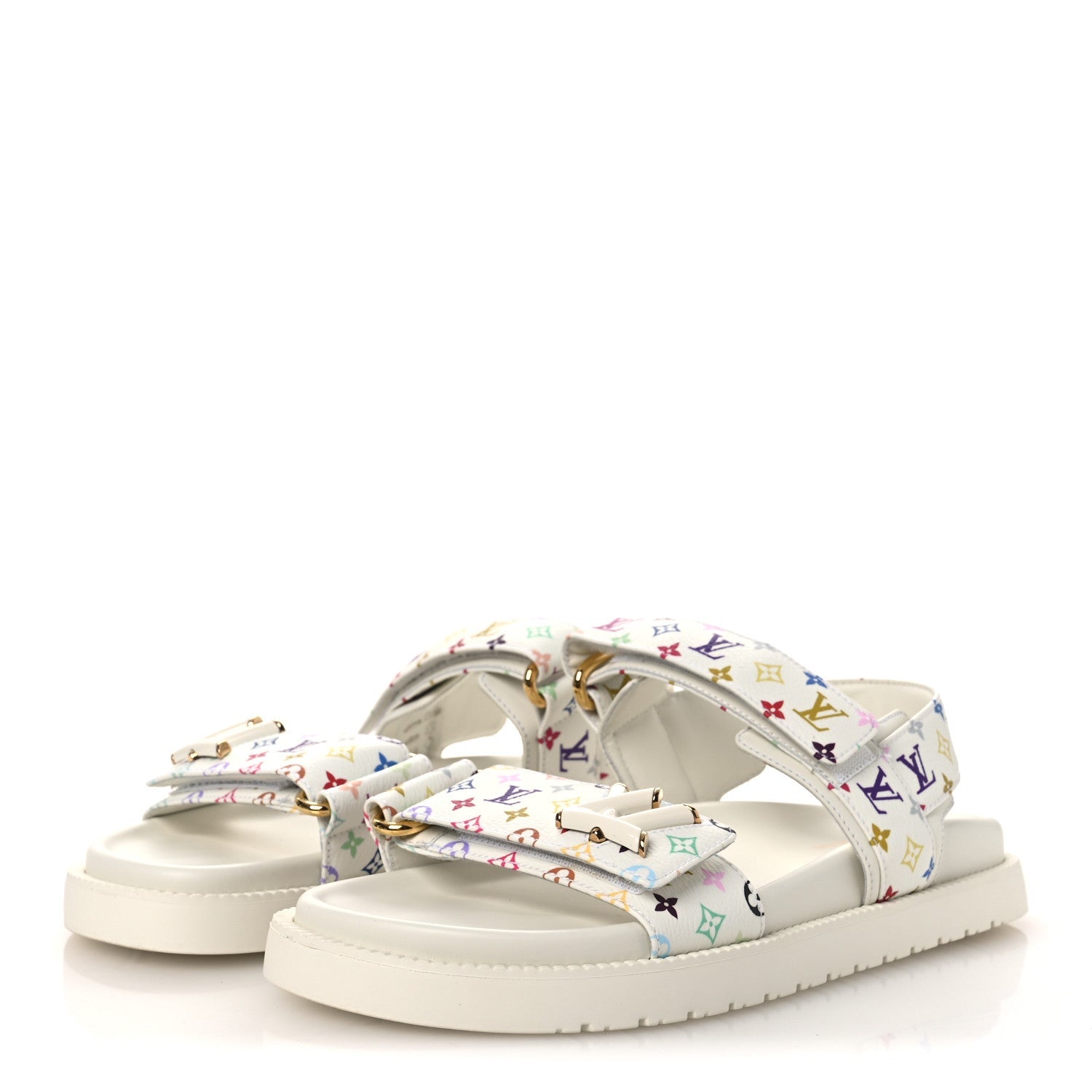 Louis Vuitton LV X TM Monogram Multicolor Sunset Flat Sandals 37 White