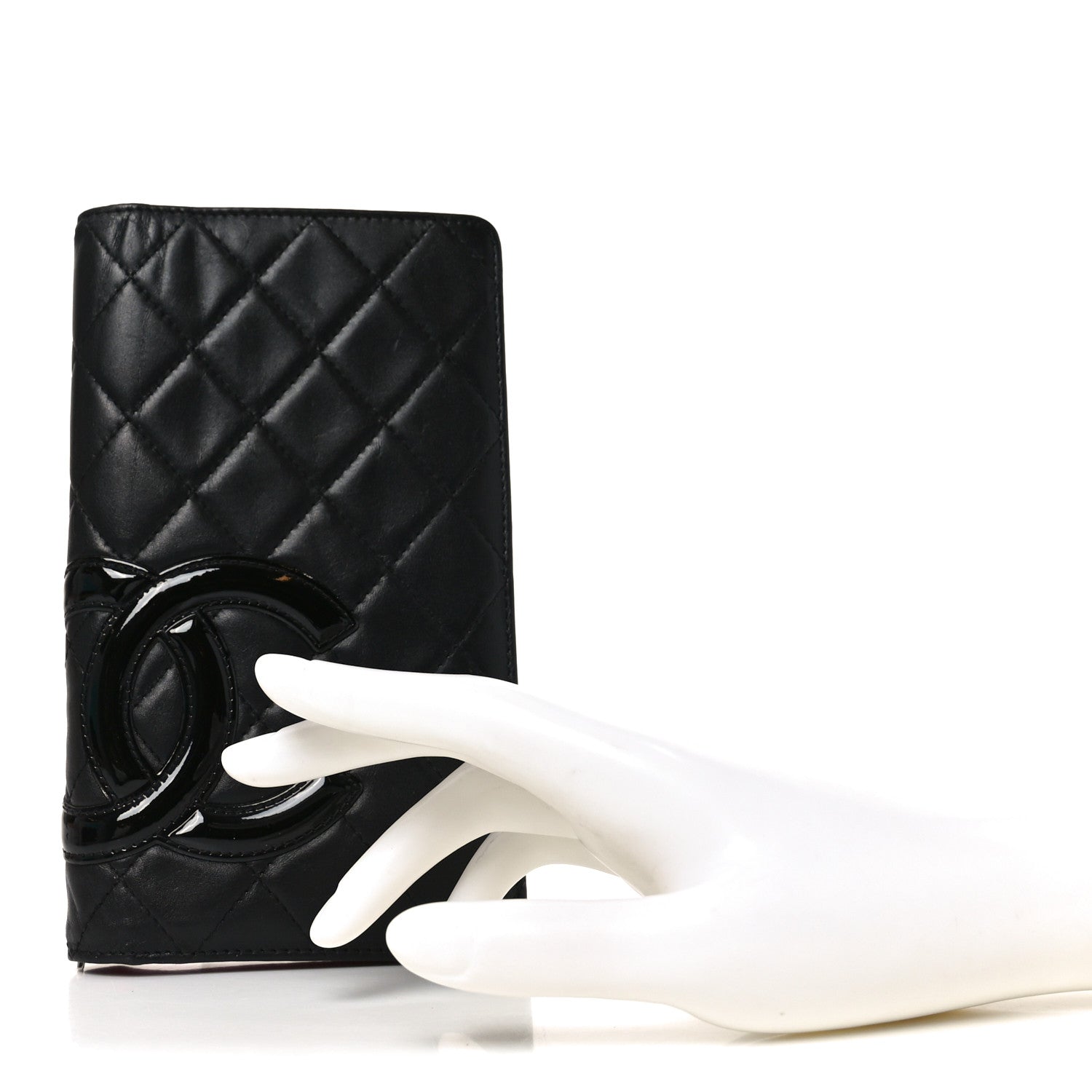 Calfskin Quilted Cambon Yen Wallet Black