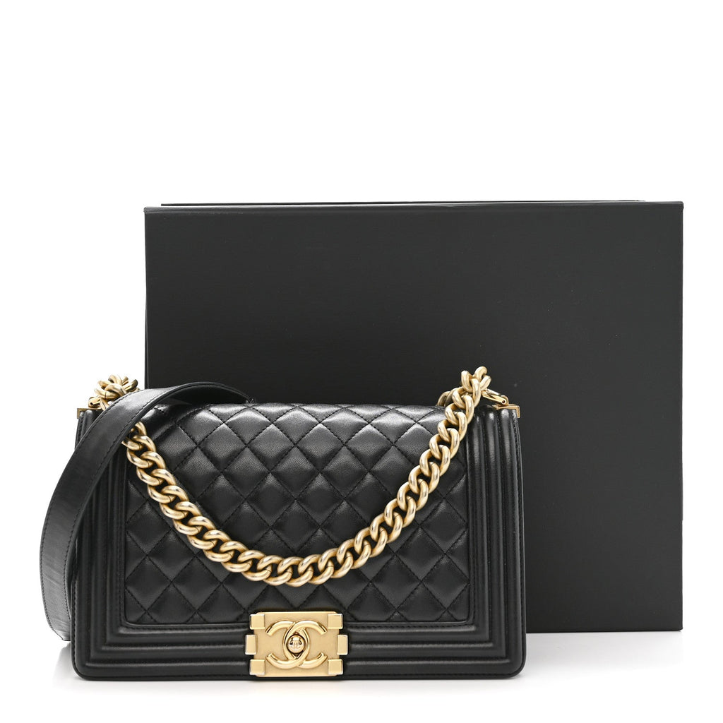 Chanel Lambskin Quilted Medium Boy Flap Black