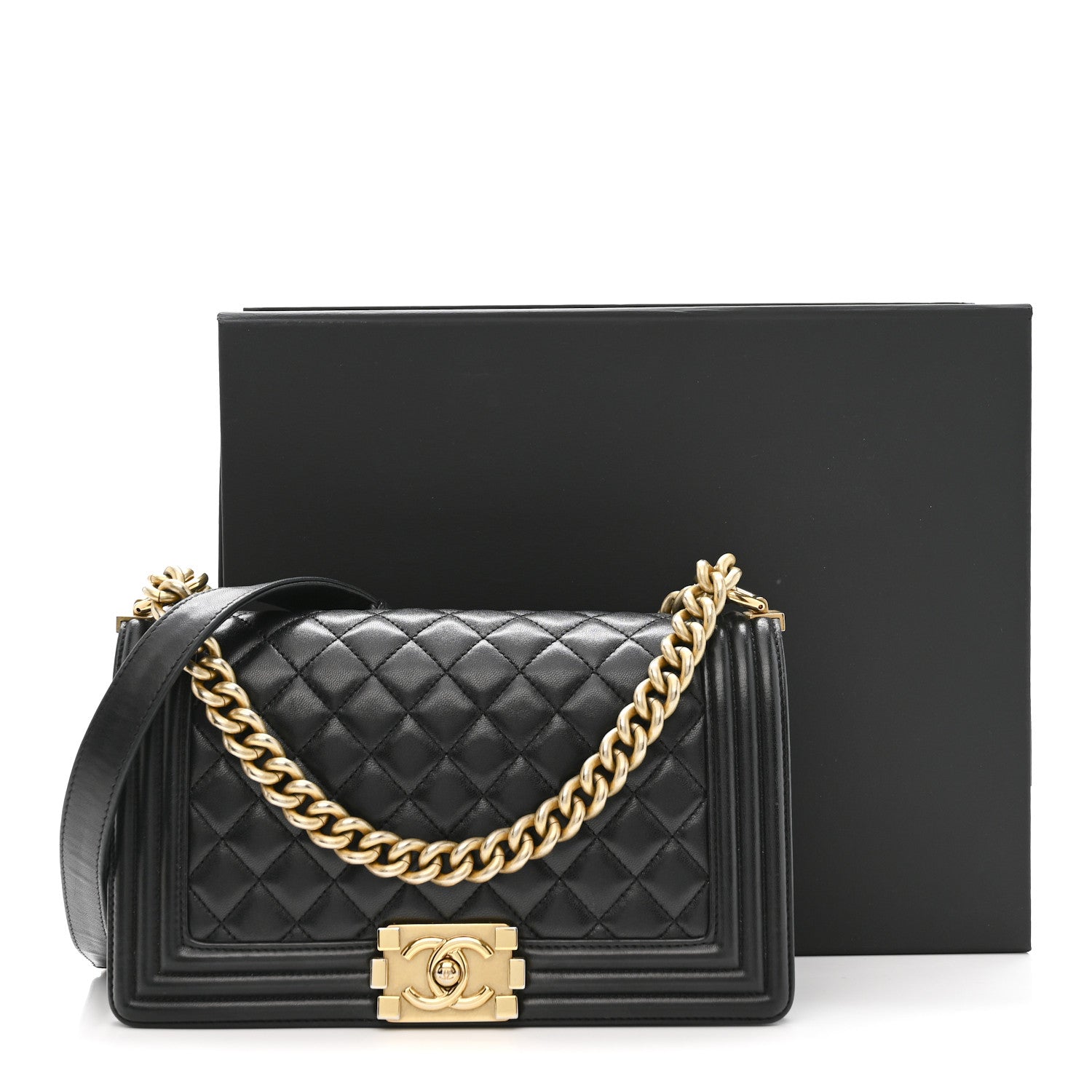 Chanel Lambskin Quilted Medium Boy Flap Black