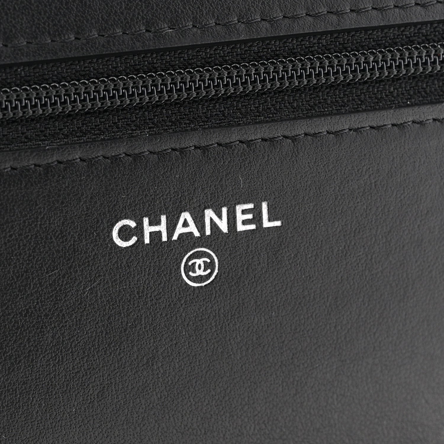 Chanel Caviar Camellia Embossed Wallet On Chain WOC Black