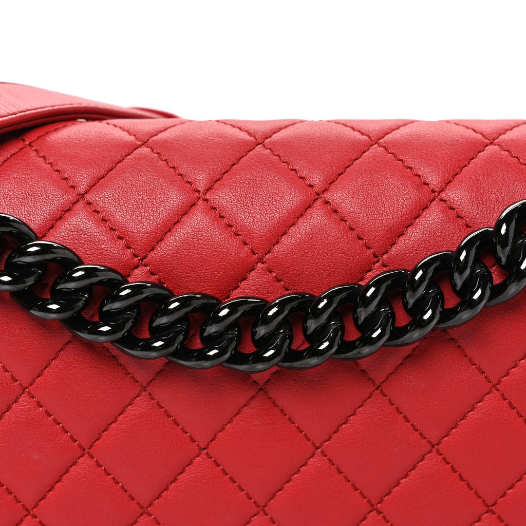 Chanel Lambskin Quilted Medium Boy Flap Red