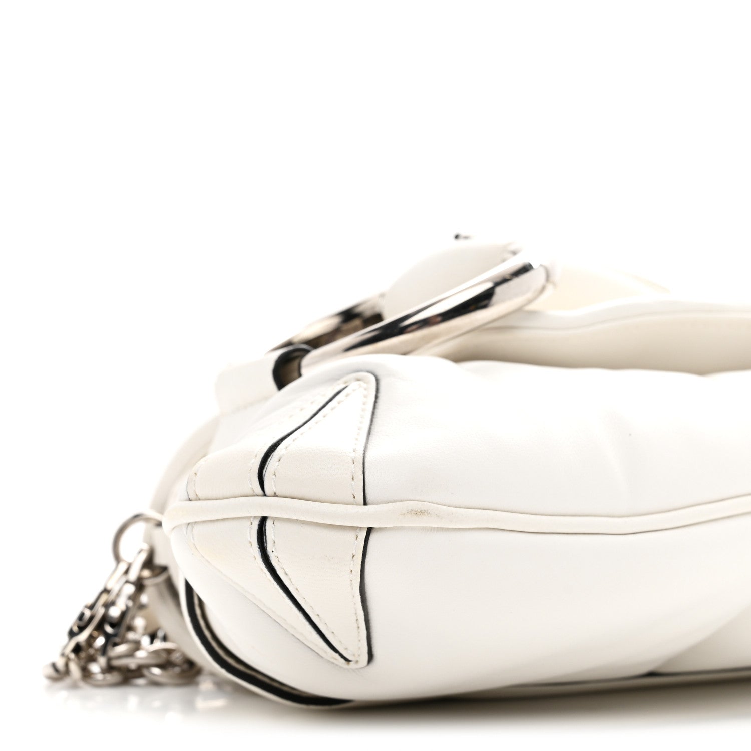 Gucci Nappa Vertical Matelasse Medium Maxi Horsebit Chain Shoulder Bag Mystic White
