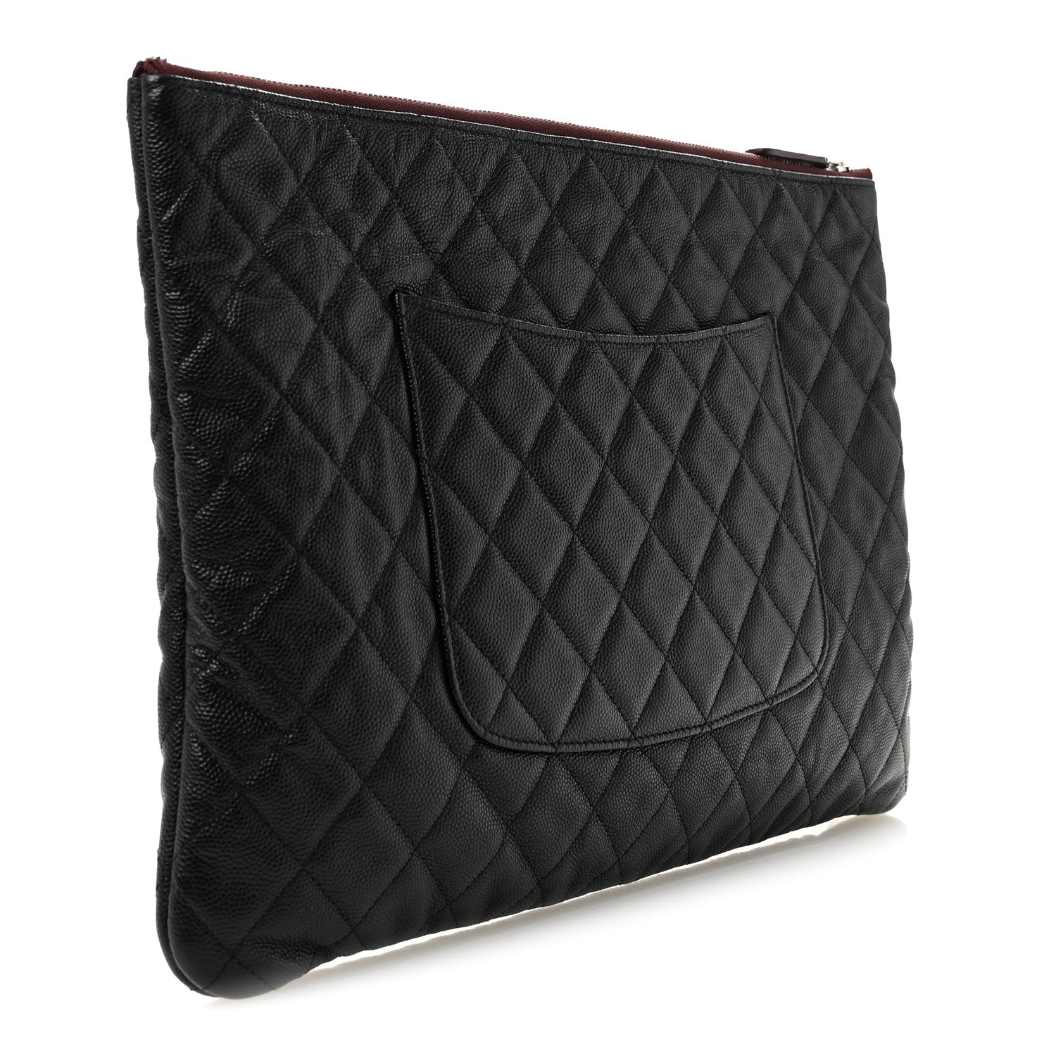 Caviar Quilted Large Cosmetic Case Black