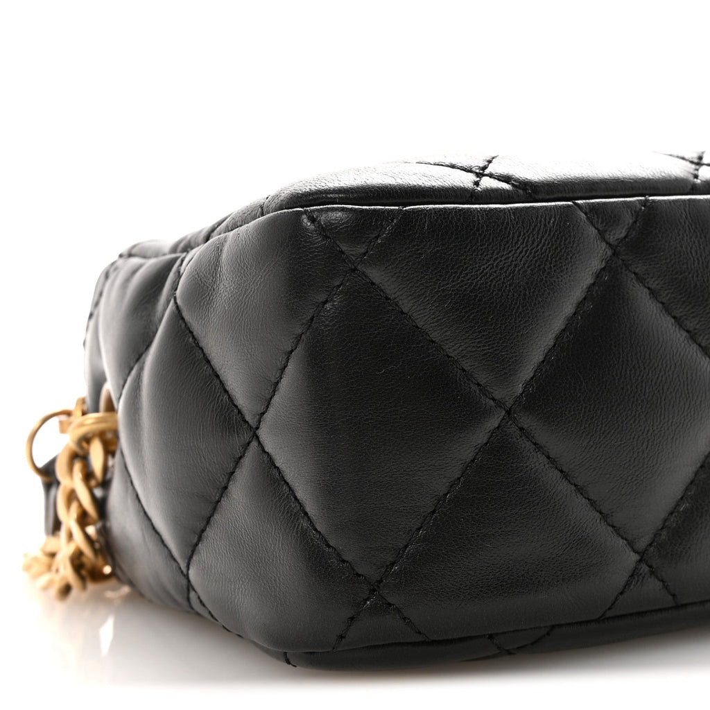 Chanel Lambskin Quilted Mini Pillow Crush Camera Case Black