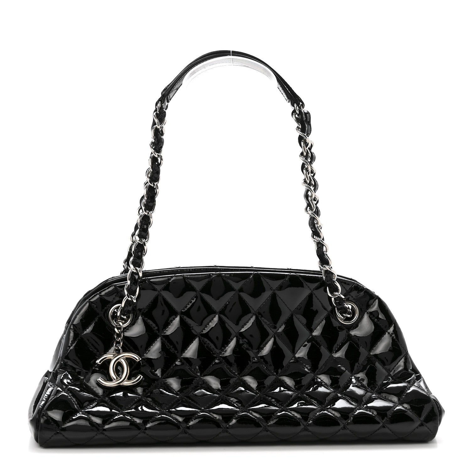 Chanel Patent Quilted Medium Just Mademoiselle Black