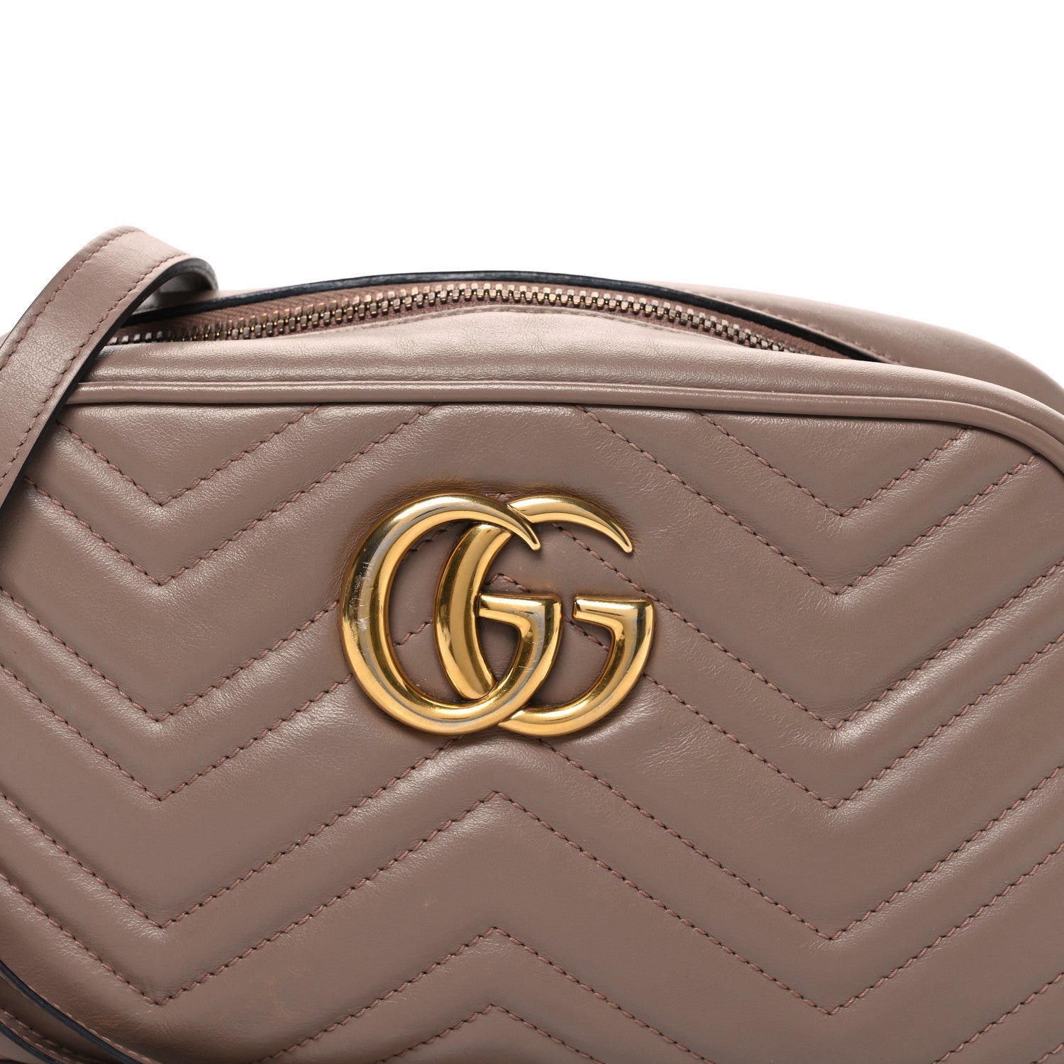Gucci Calfskin Matelasse Small GG Marmont Chain Shoulder Bag Porcelain Rose