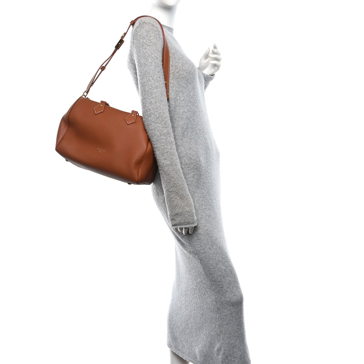 Louis Vuitton Grained Calfskin Low Key Speedy 30 Cognac