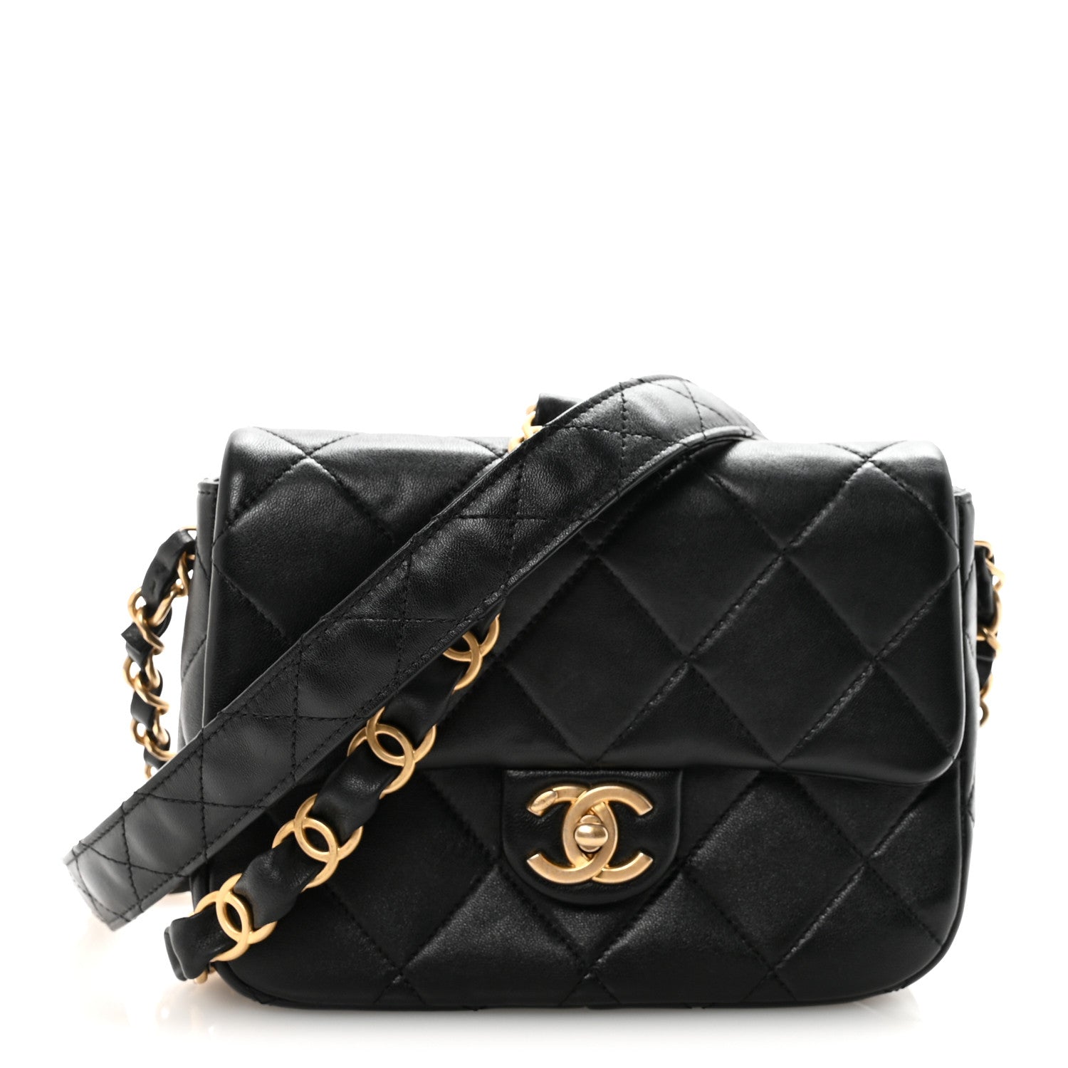 Chanel Lambskin Quilted Small CC Links Flap Black