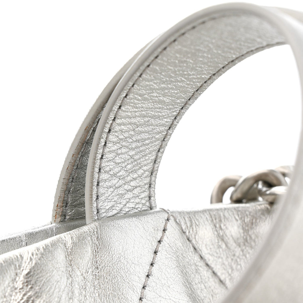Chanel Metallic Calfskin Stitched CC Club Monaco Tote Silver