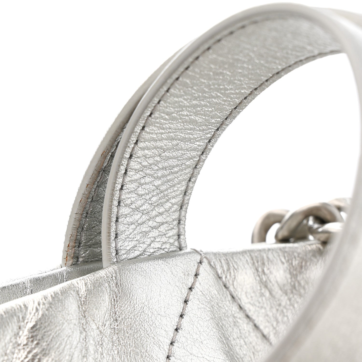 Chanel Metallic Calfskin Stitched CC Club Monaco Tote Silver