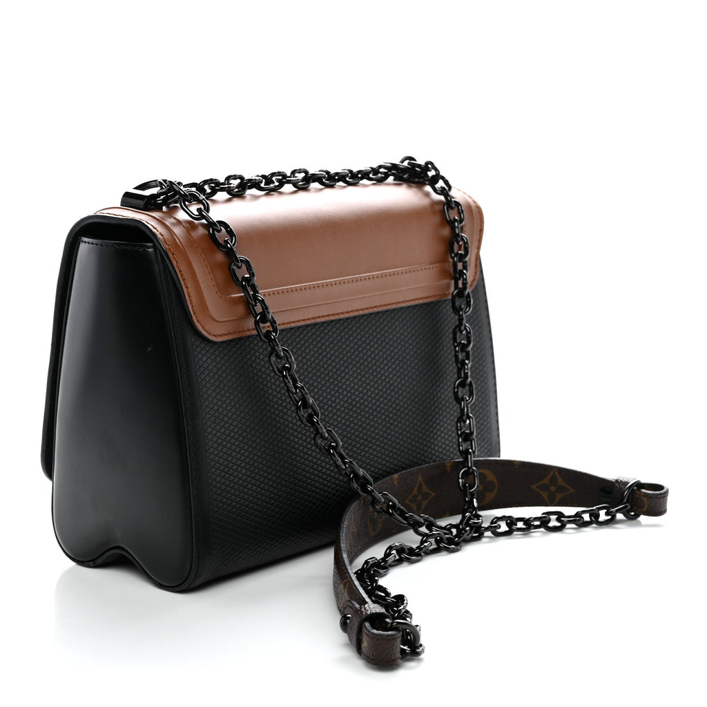 Louis Vuitton Calfskin Trompe L'oeil Twist Shoulder Bag MM Black Brown